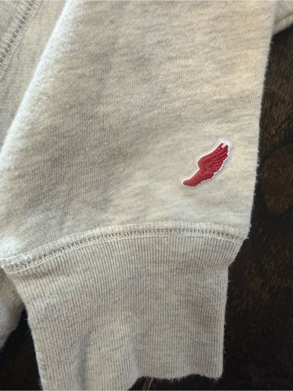 League Heather Gray Embroidered Crewneck Sweatshirt with Red Texas Tech Applique - Picture 4 of 6